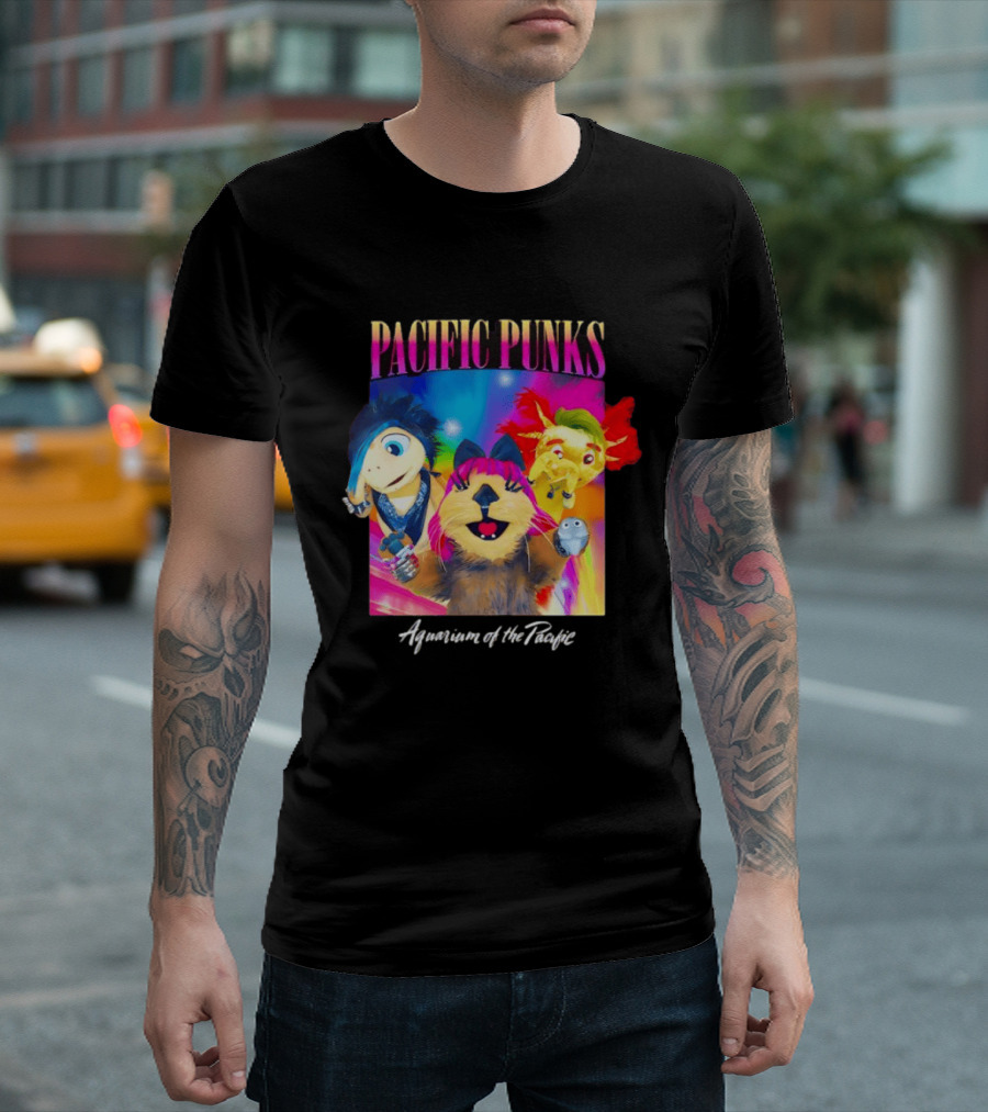 Pacific Punks Aquarium Of The Pacific Puppet Characters Colorful T-Shirt