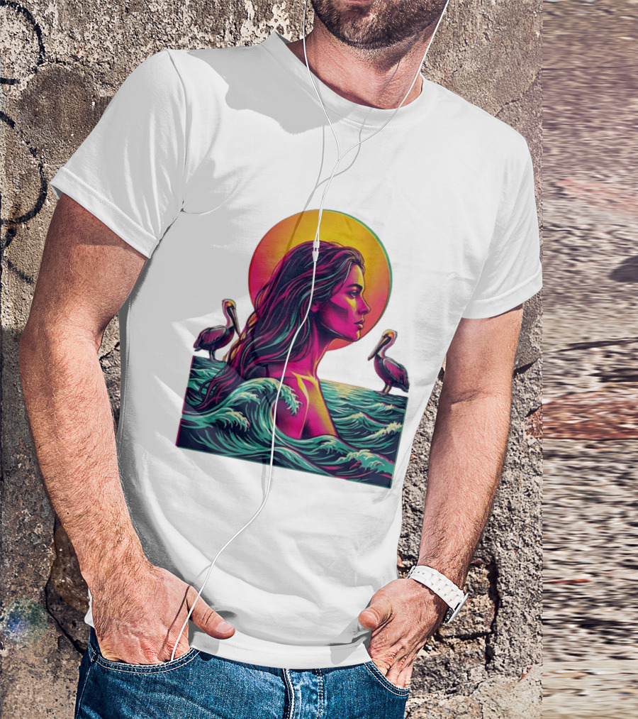 Gulf Coast Sunset Pelican Waves Woman T-Shirt