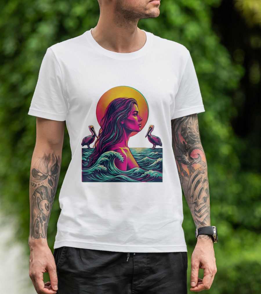 Gulf Coast Sunset Pelican Waves Woman T-Shirt