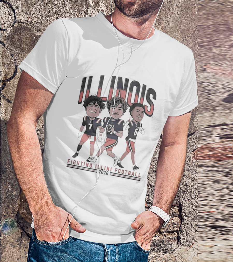 Illinois Fighting Illini Football 2026 Caricature Players Team Spirit T-Shirt