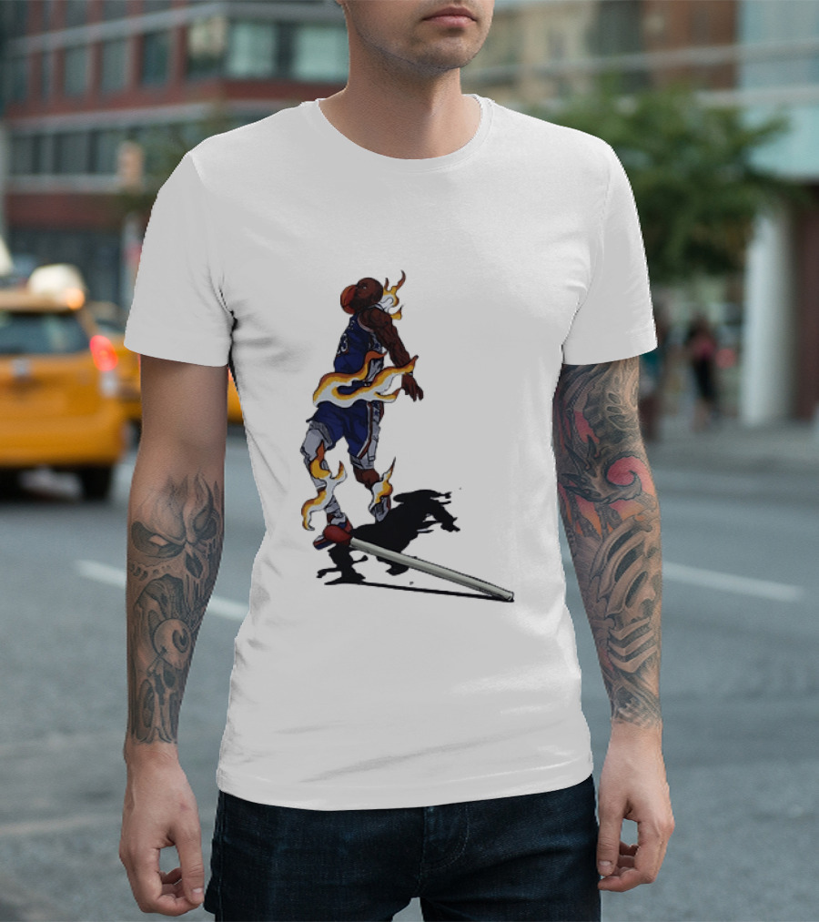 LeBron James Basketball Player Fiery Dunk Match Stick T-Shirt