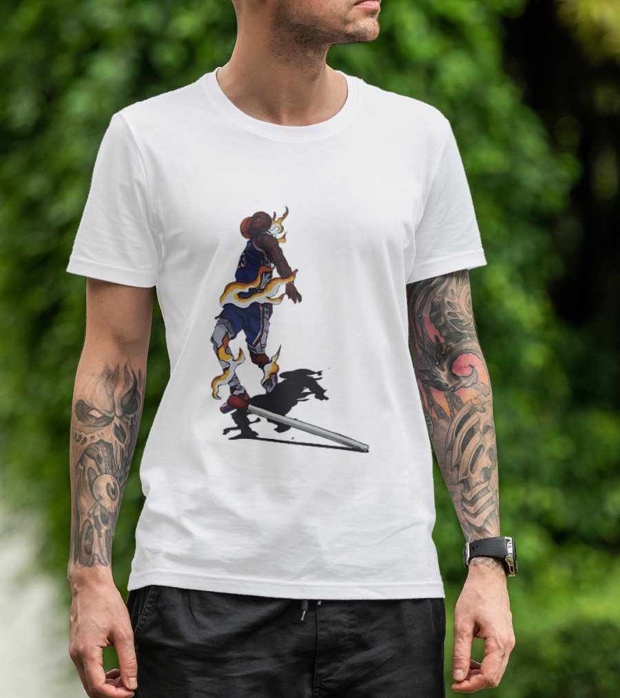 LeBron James Basketball Player Fiery Dunk Match Stick T-Shirt