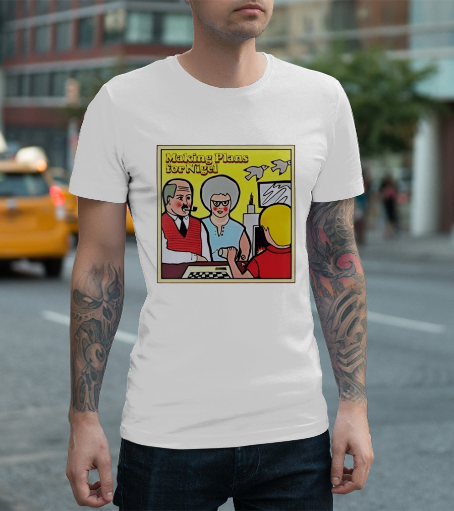 Making Plans For Nigel XTC New Wave English Rock Scene Yellow Background Birds Family T-Shirt