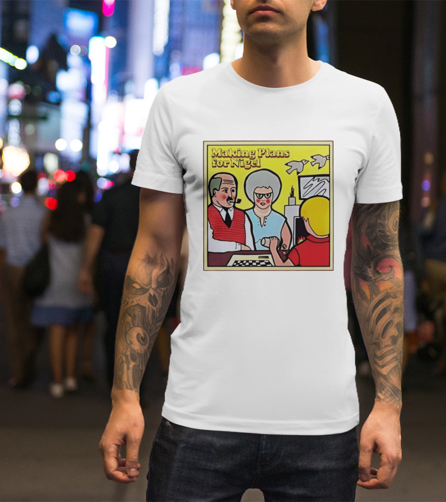 Making Plans For Nigel XTC New Wave English Rock Scene Yellow Background Birds Family T-Shirt
