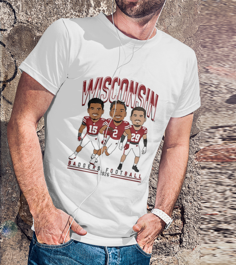 Wisconsin Badgers Football 2026 Players Caricature Team Spirit T-Shirt
