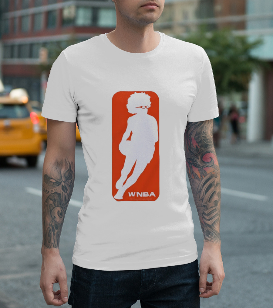 WNBA Maplewedgie Basketball Player White Silhouette On Orange T-Shirt
