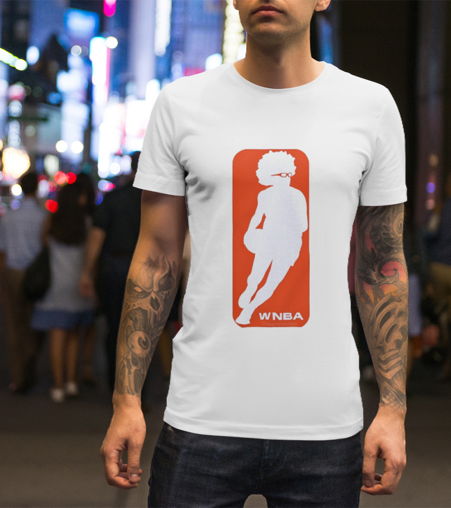 WNBA Maplewedgie Basketball Player White Silhouette On Orange T-Shirt