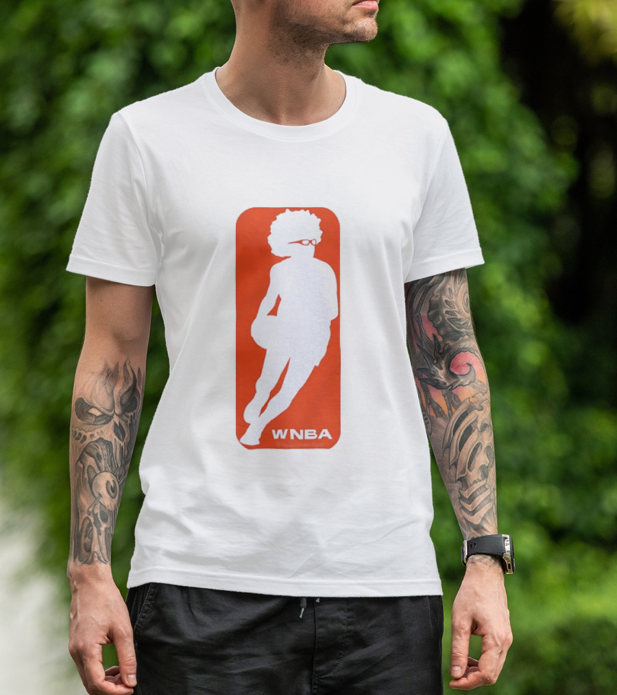 WNBA Maplewedgie Basketball Player White Silhouette On Orange T-Shirt