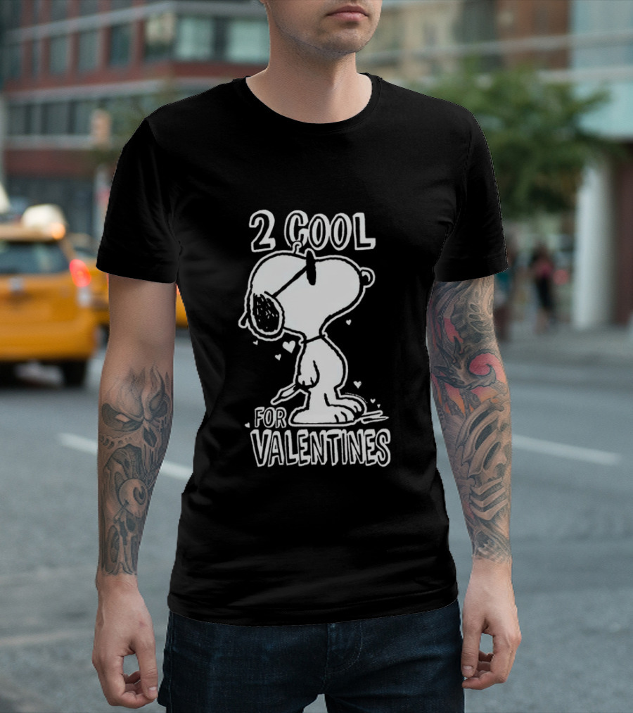 2 Cool For Valentines Peanuts Snoopy T-Shirt