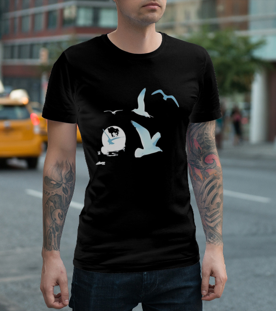 1989 Seagull Boxy Flock In Flight Retro Aesthetic T-Shirt