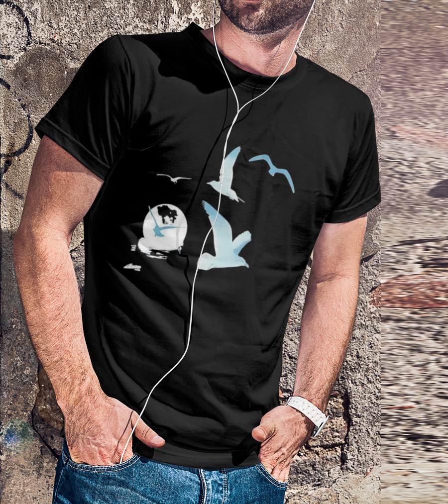 1989 Seagull Boxy Flock In Flight Retro Aesthetic T-Shirt