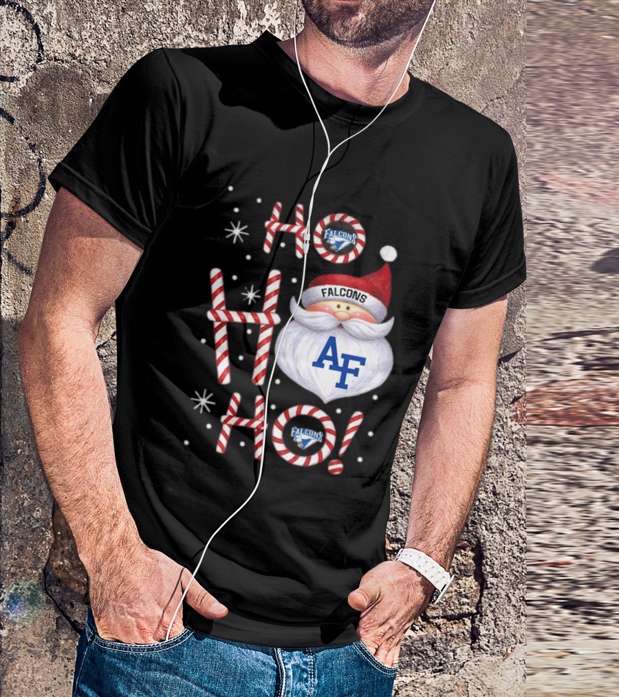 Air Force Falcons Christmas Santa Ho Ho Ho Peppermint Letters T-Shirt