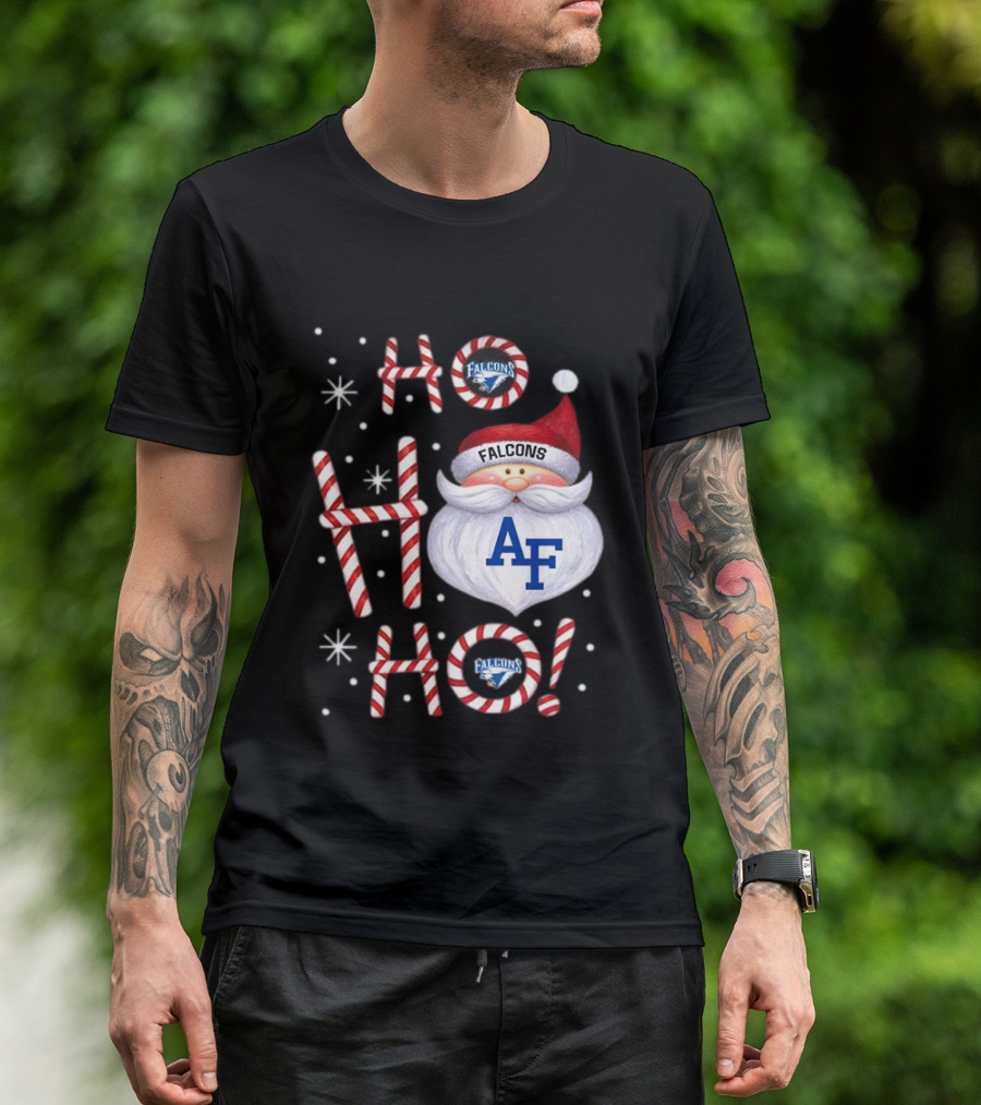 Air Force Falcons Christmas Santa Ho Ho Ho Peppermint Letters T-Shirt