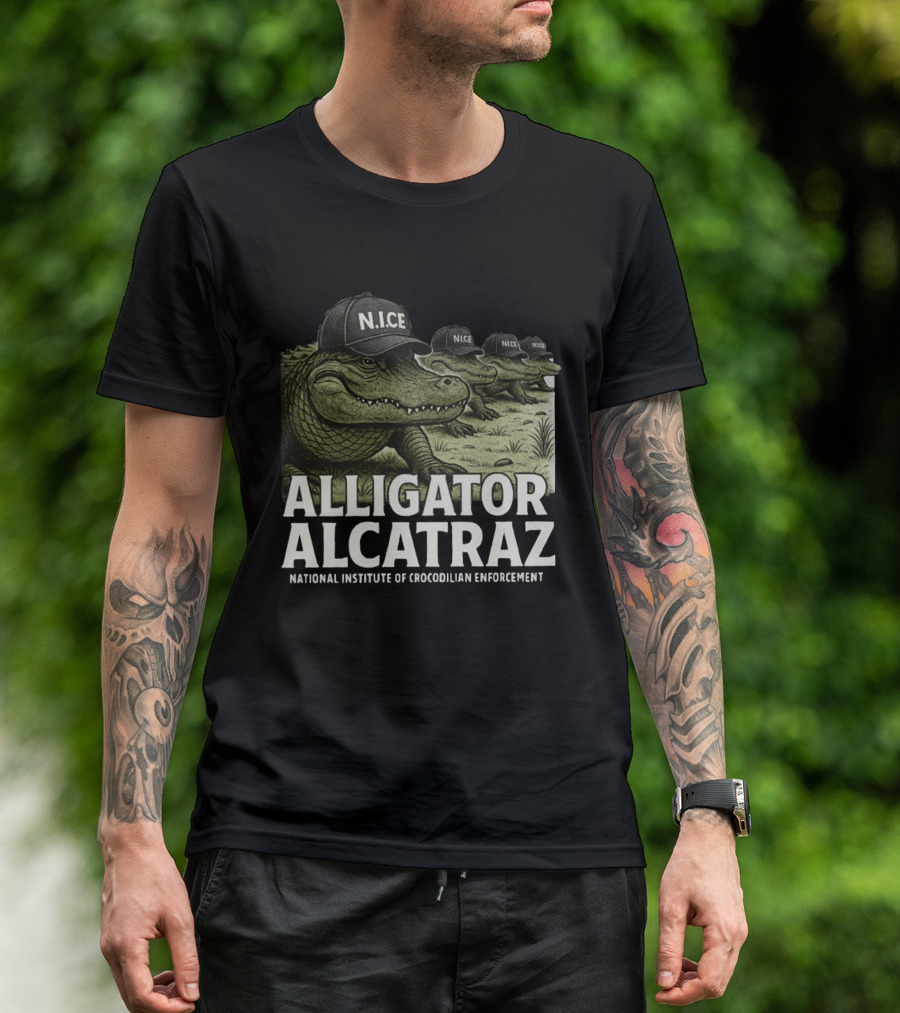 Alligator Alcatraz N.I.C.E. National Institute Of Crocodilian Enforcement T-Shirt