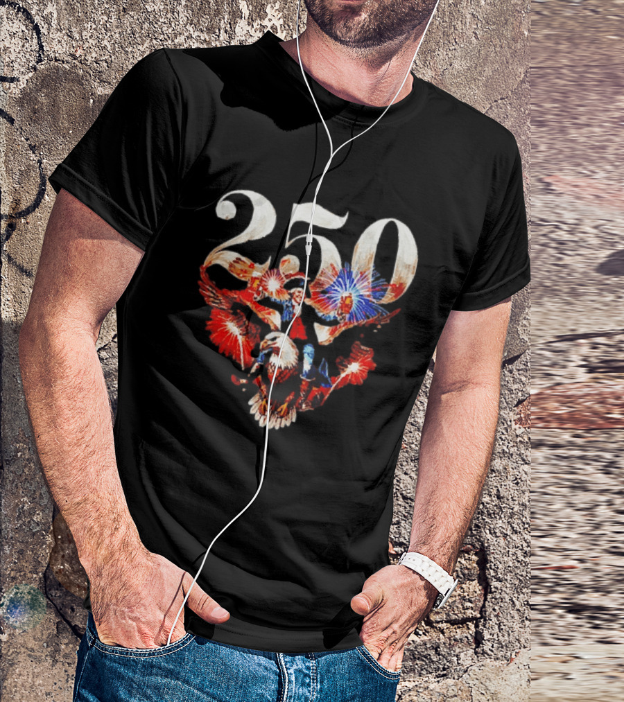 America 250 Ben Franklin Bald Eagle Fireworks T-Shirt