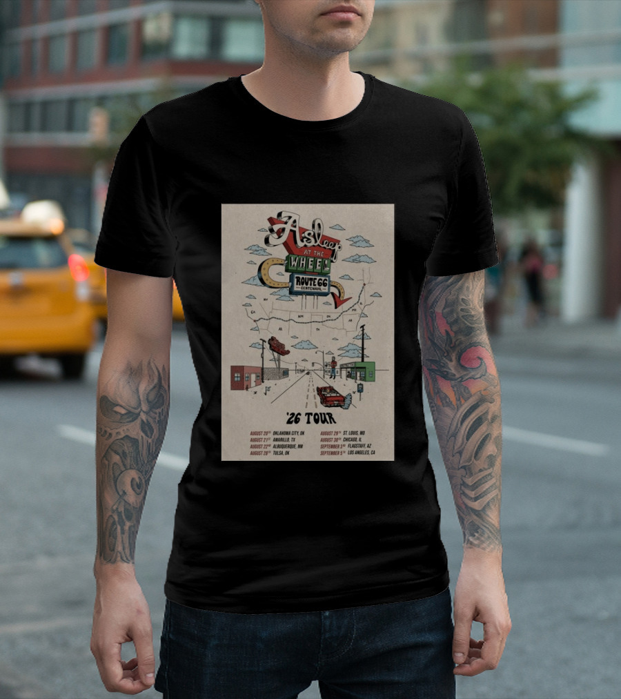 Asleep At The Wheel Route 66 Centennial 2026 Tour Oklahoma City Amarillo Albuquerque Tulsa St. Louis Chicago Flagstaff Los Angeles T-Shirt