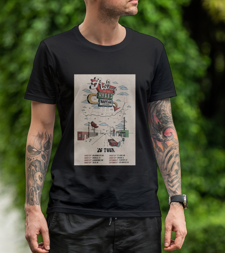 Asleep At The Wheel Route 66 Centennial 2026 Tour Oklahoma City Amarillo Albuquerque Tulsa St. Louis Chicago Flagstaff Los Angeles T-Shirt