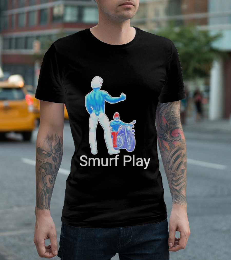 Smurf Play Gay LGBT Biker T-Shirt