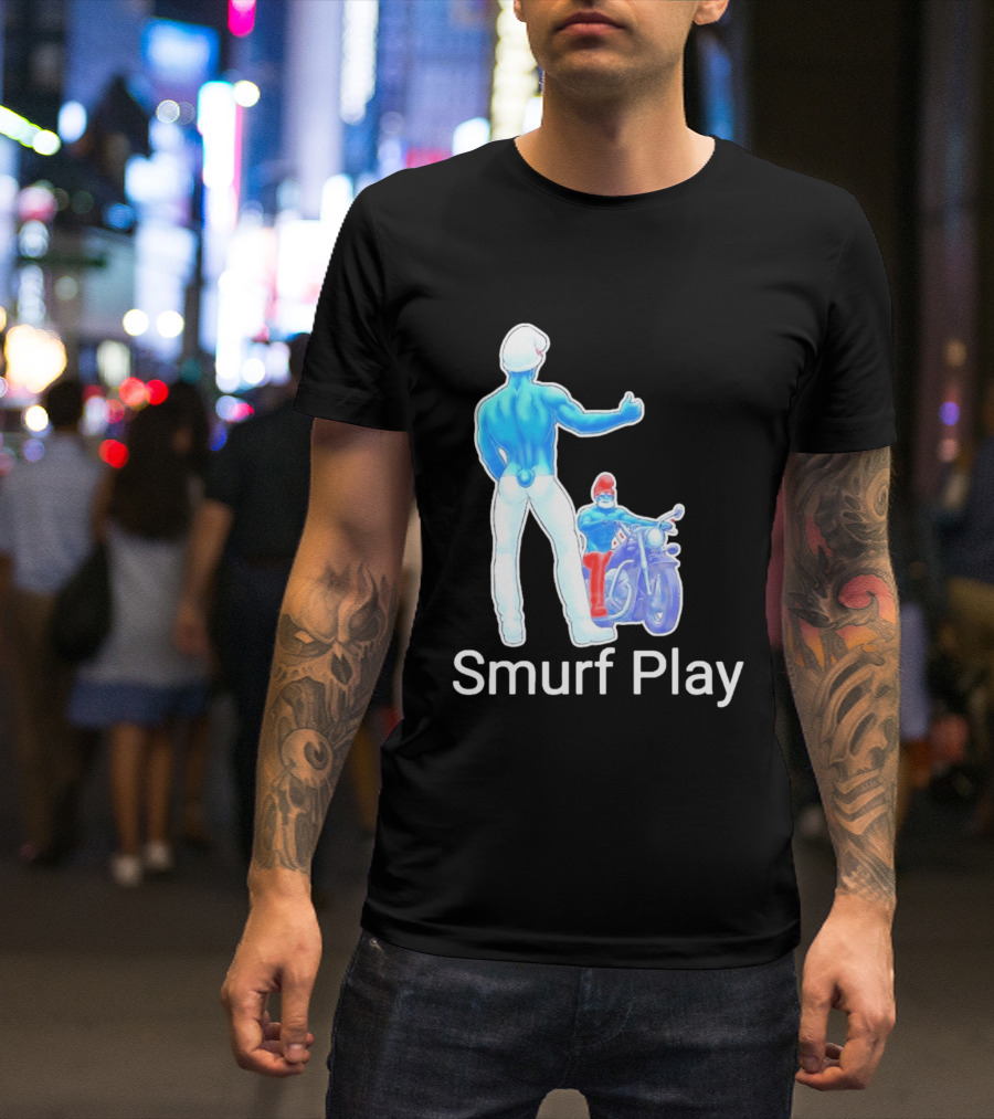 Smurf Play Gay LGBT Biker T-Shirt