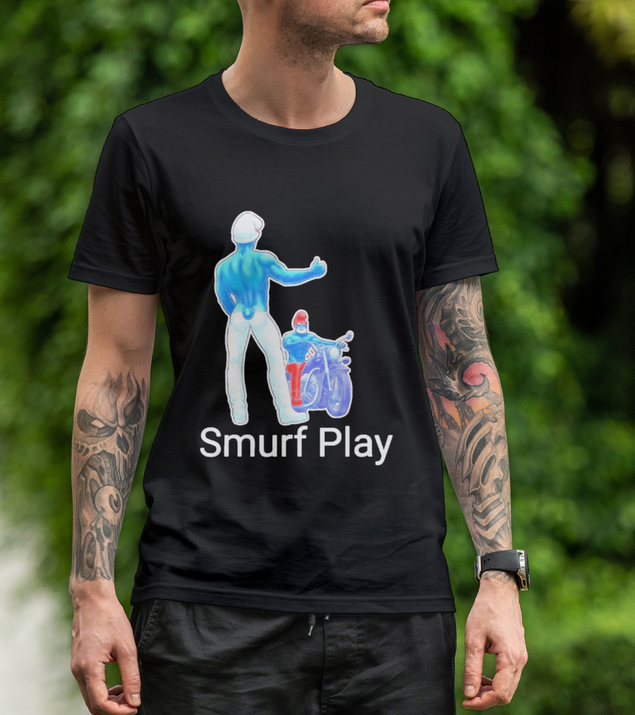 Smurf Play Gay LGBT Biker T-Shirt