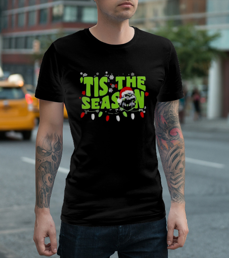 Tis The Season Christmas Seattle Seahawks Football Santa Hat T-Shirt