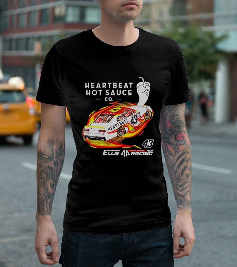 Heartbeat Hot Sauce Co Ryan Ellis 43 Alpha Prime Racing T-Shirt
