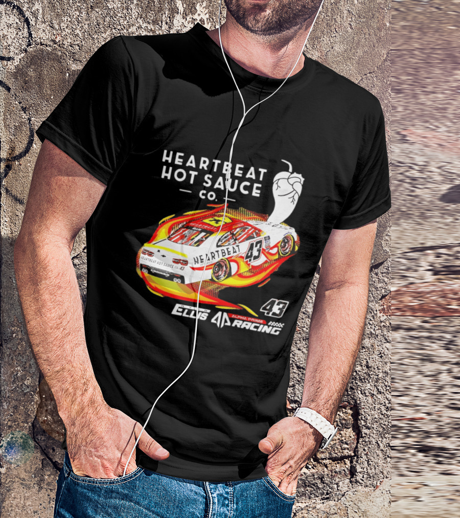 Heartbeat Hot Sauce Co Ryan Ellis 43 Alpha Prime Racing T-Shirt
