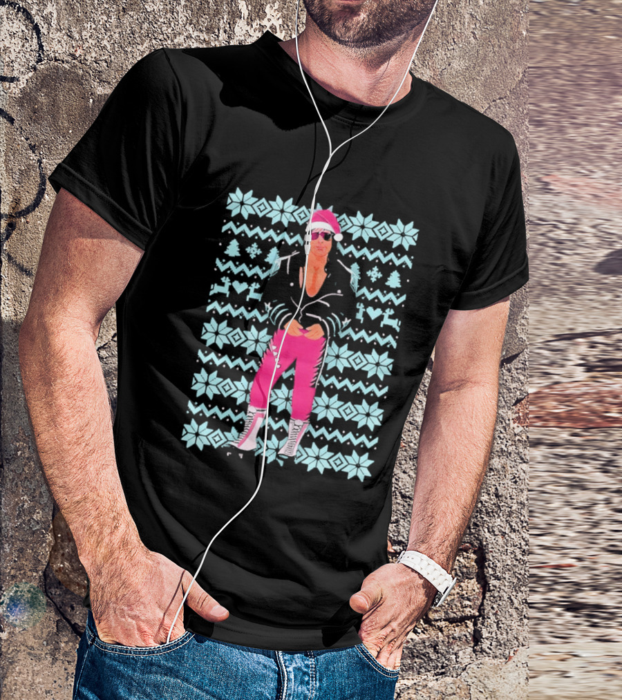 Bret Hart Ugly Christmas Jumper Retro Festive Pink Santa Outfit T-Shirt