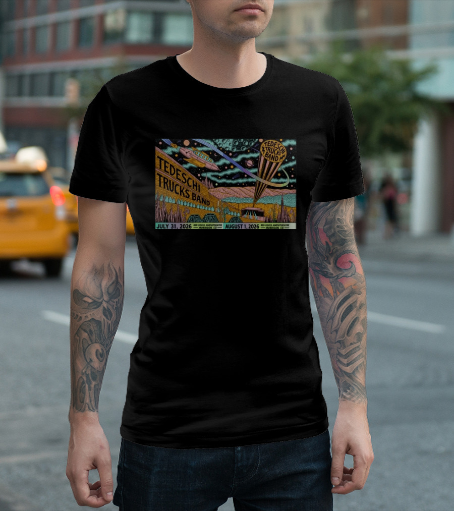 Tedeschi Trucks Band Concert July 31 August 1 2026 Red Rocks Amphitheatre Morrison CO Retro Sci Fi Space T-Shirt