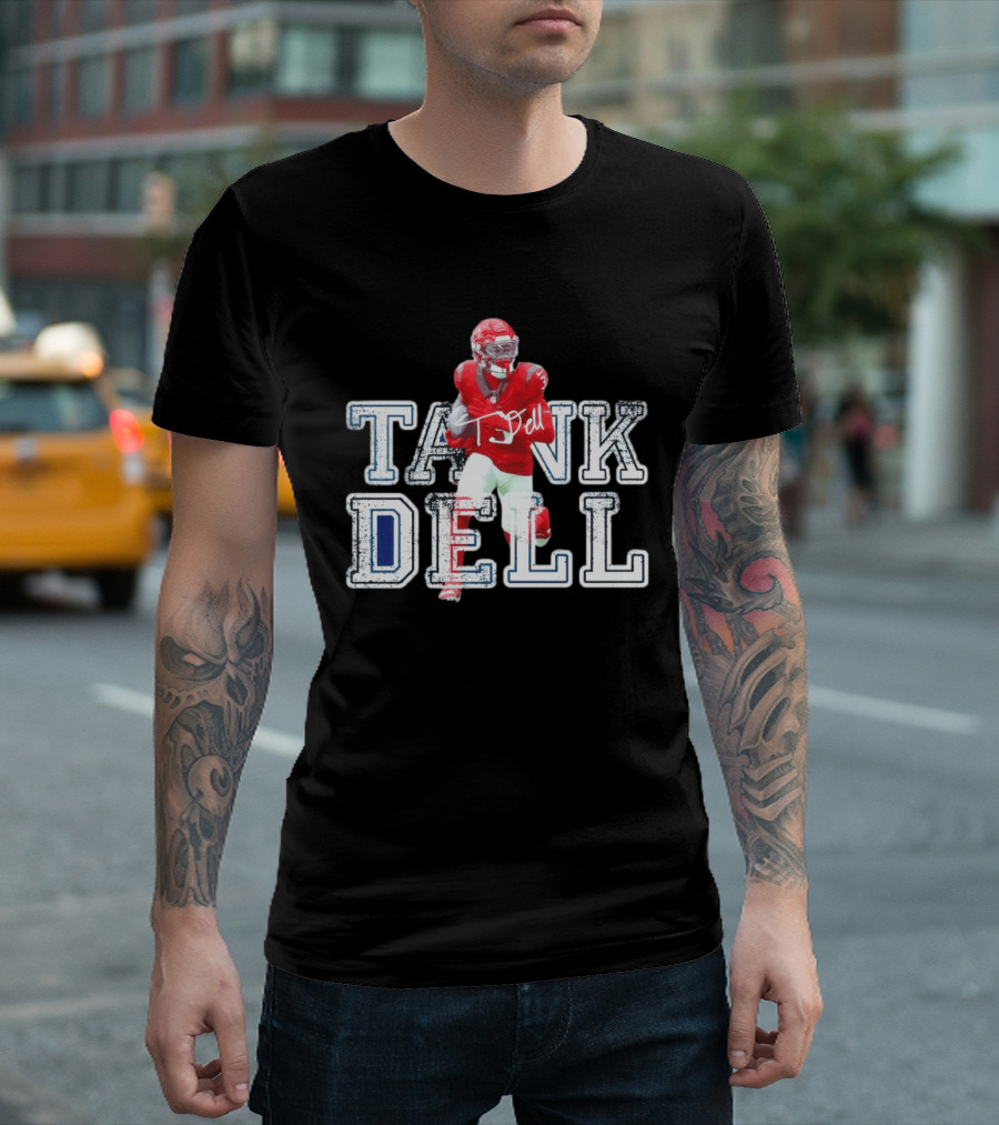 Houston Texans Tank Dell Football Player Run Action T-Shirt