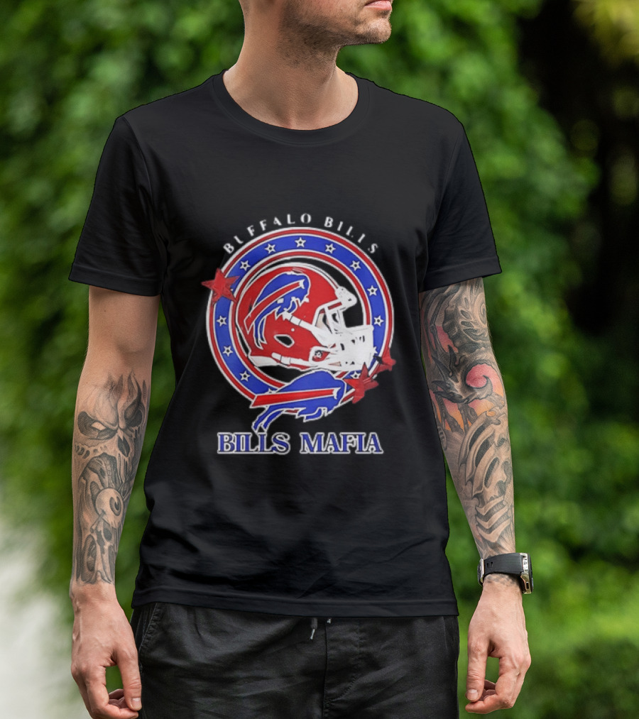 Buffalo Bills Bills Mafia Football Helmet Stars Oval T-Shirt