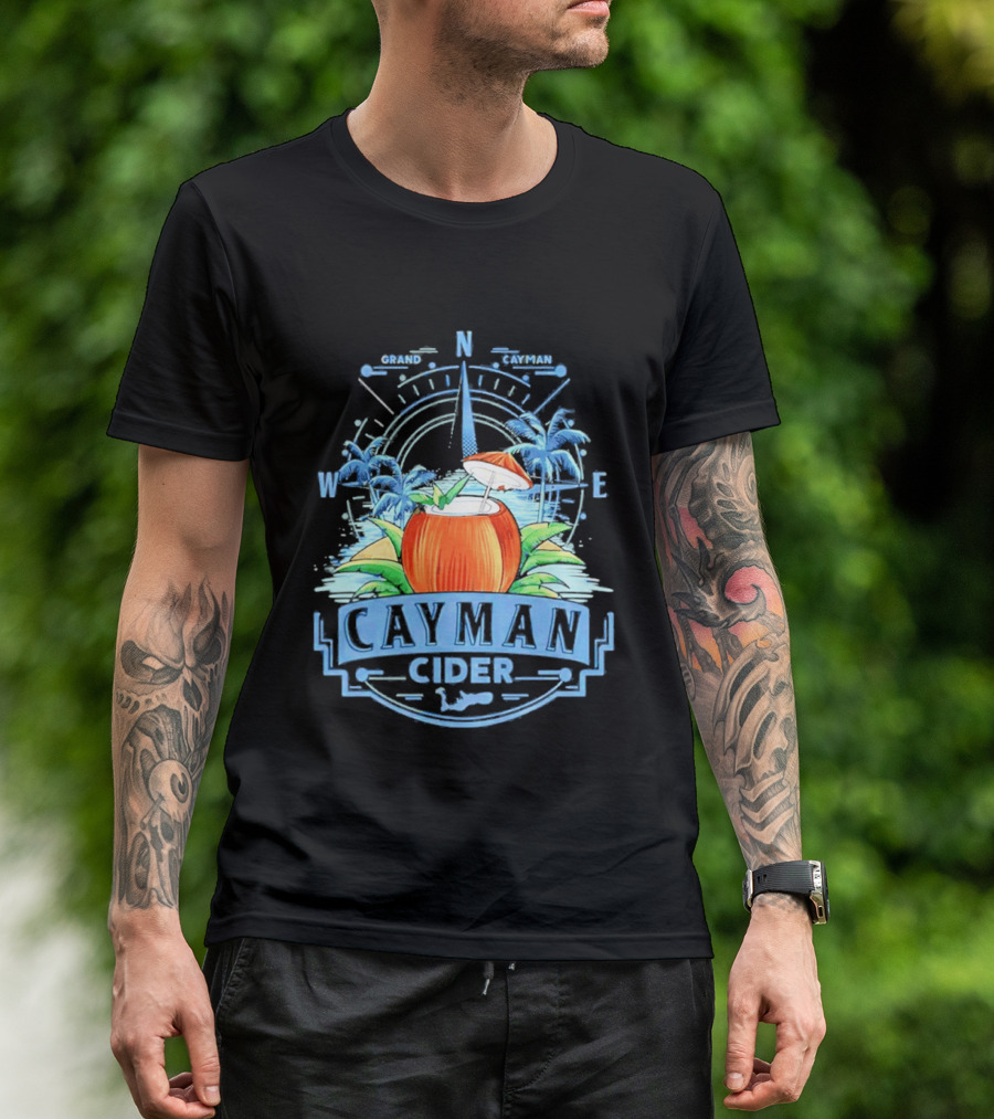 Cayman Cider Tropical Compass Palm Trees Beverage T-Shirt