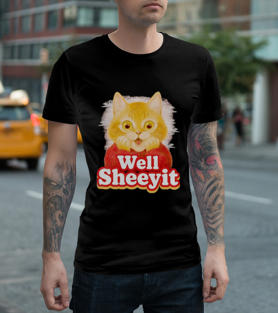 Well Sheeyit Surprised Orange Cat Humor T-Shirt
