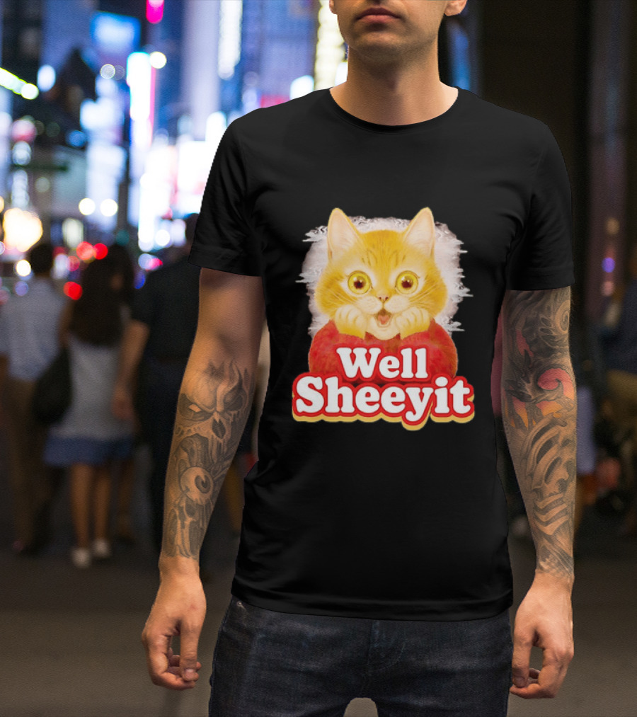 Well Sheeyit Surprised Orange Cat Humor T-Shirt