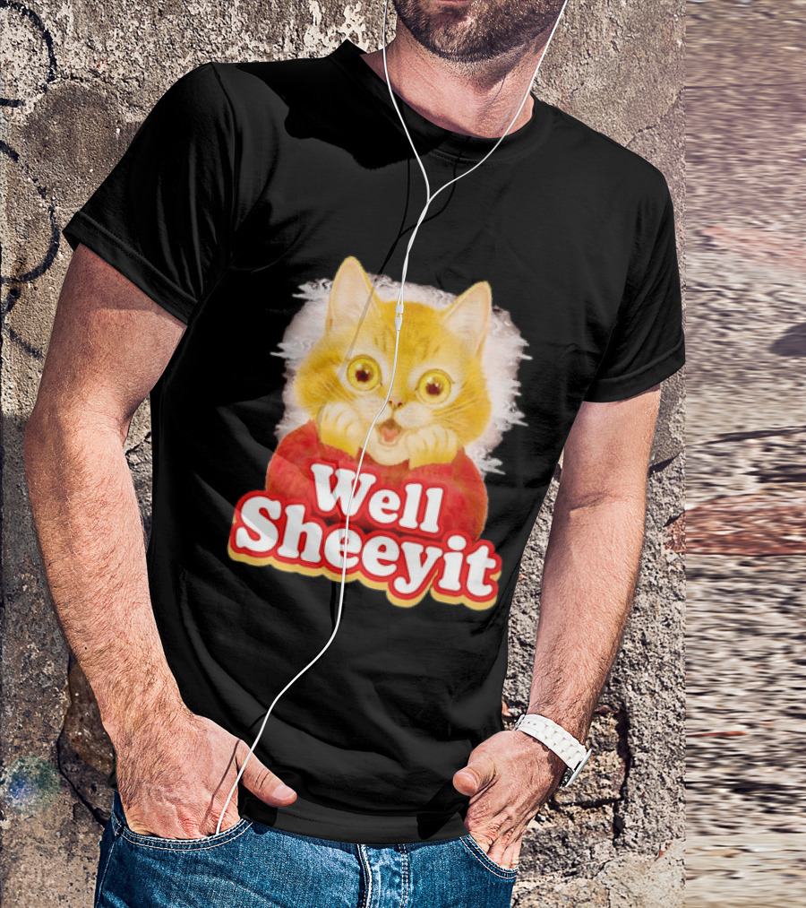 Well Sheeyit Surprised Orange Cat Humor T-Shirt
