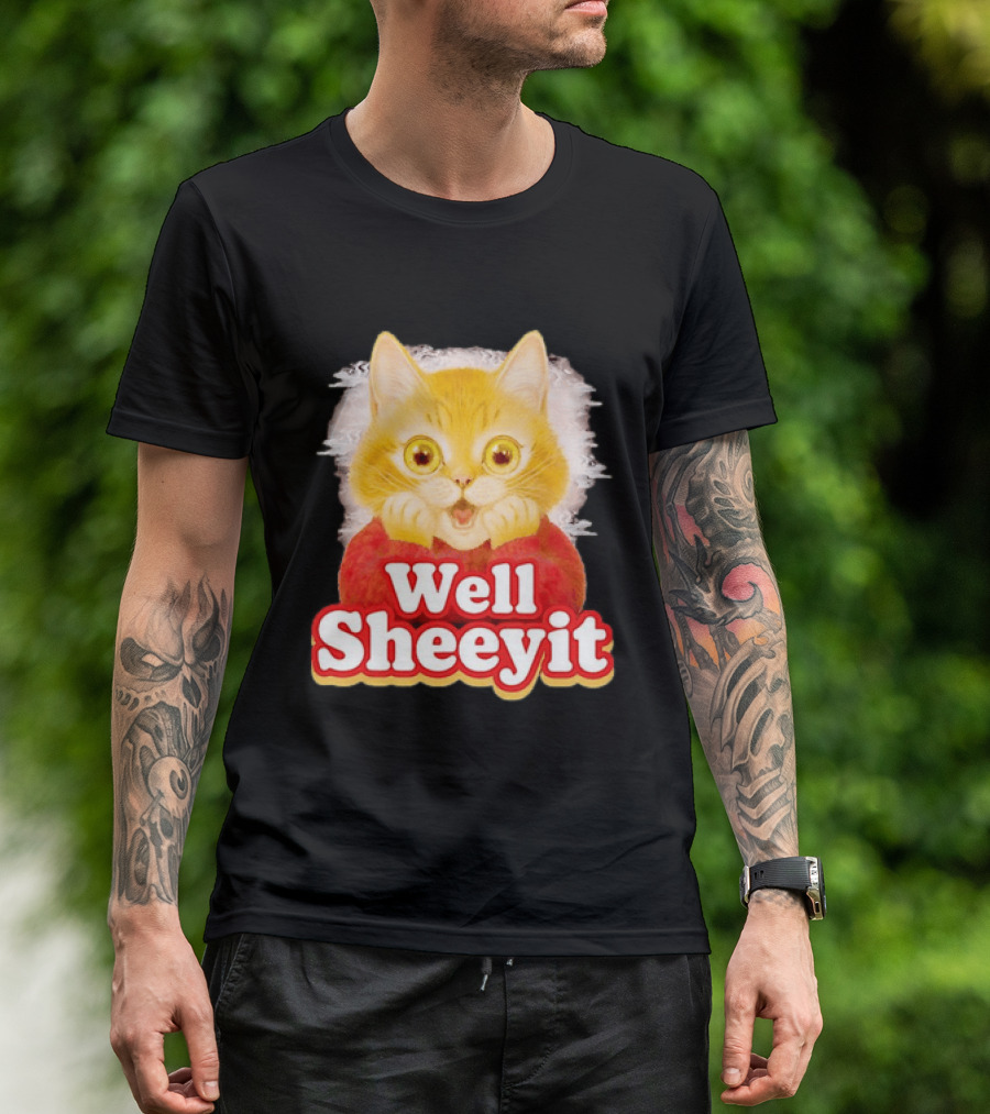 Well Sheeyit Surprised Orange Cat Humor T-Shirt