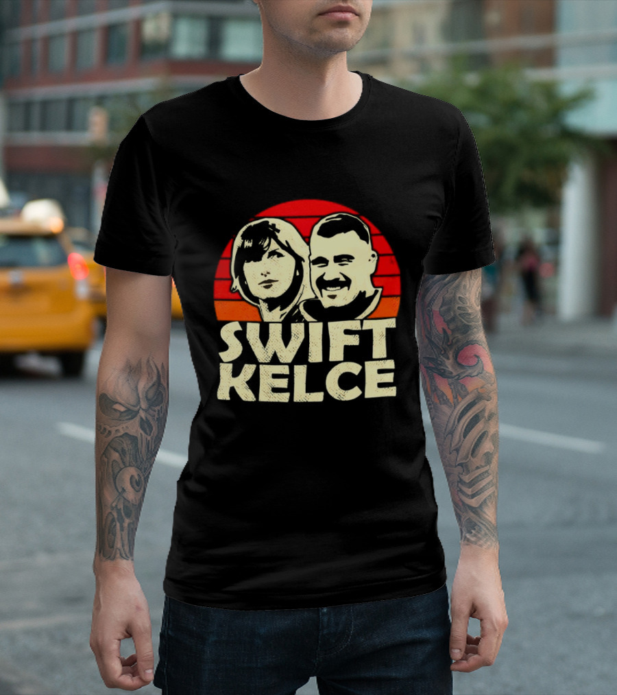 Kansas City Chiefs Swift Kelce Red Sunset T-Shirt