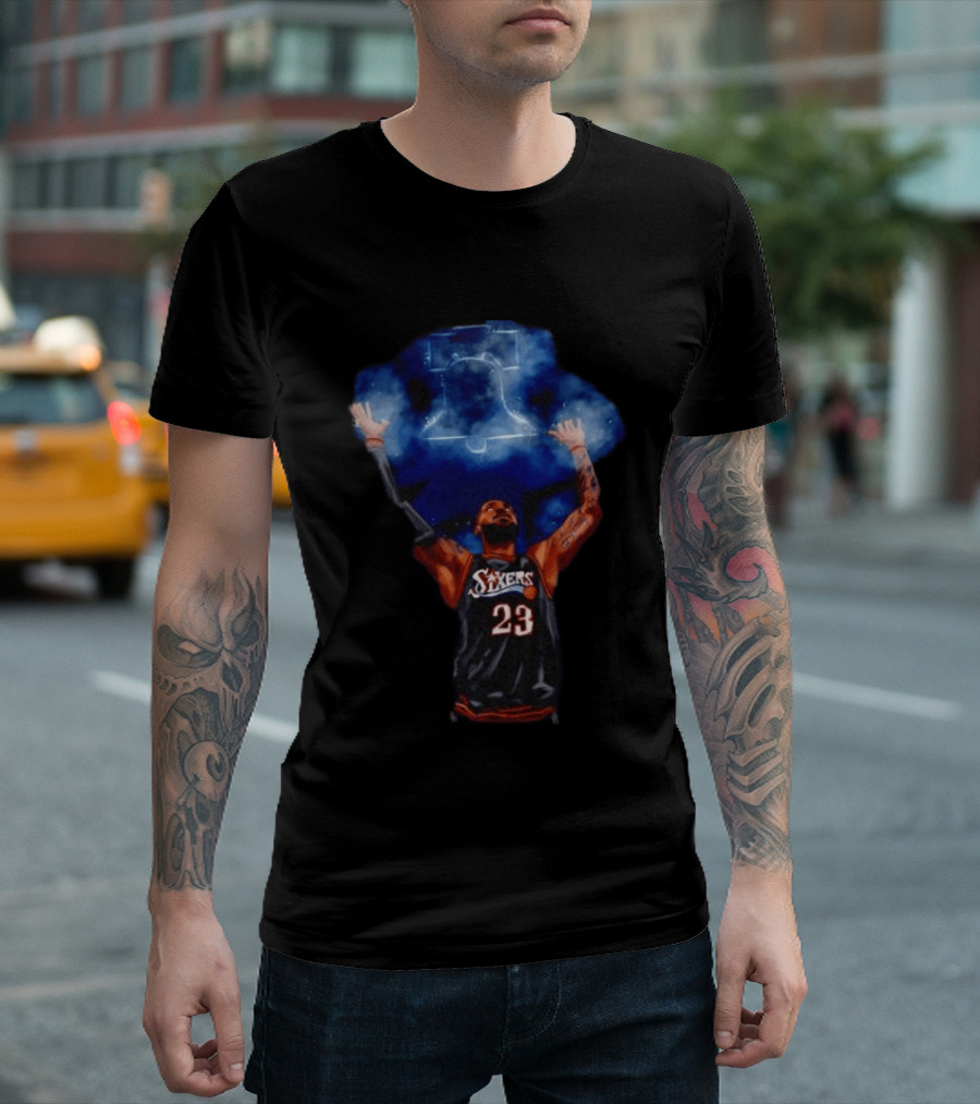 LeBron James Chalk Toss 23 Sixers Philadelphia Basketball 76ers Liberty Bell T-Shirt