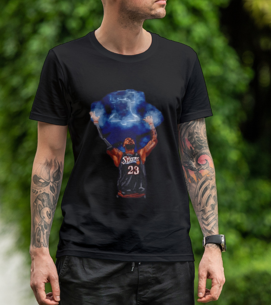 LeBron James Chalk Toss 23 Sixers Philadelphia Basketball 76ers Liberty Bell T-Shirt