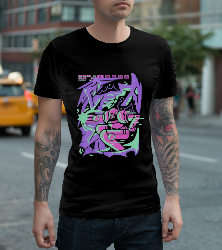 Metroid Space Pirate Skirmish Neon Glitch T-Shirt