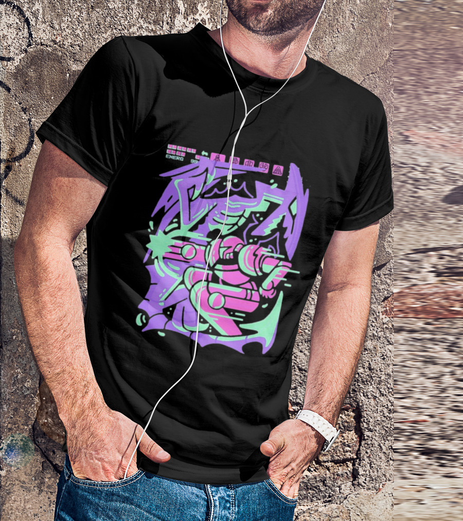 Metroid Space Pirate Skirmish Neon Glitch T-Shirt