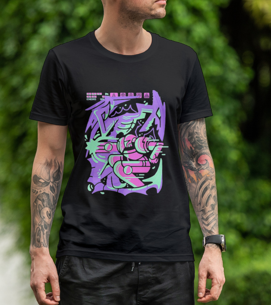 Metroid Space Pirate Skirmish Neon Glitch T-Shirt
