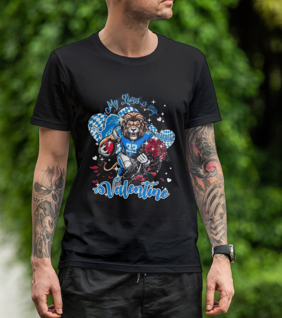 Valentine My Detroit Lions Football Love Roses Player T-Shirt