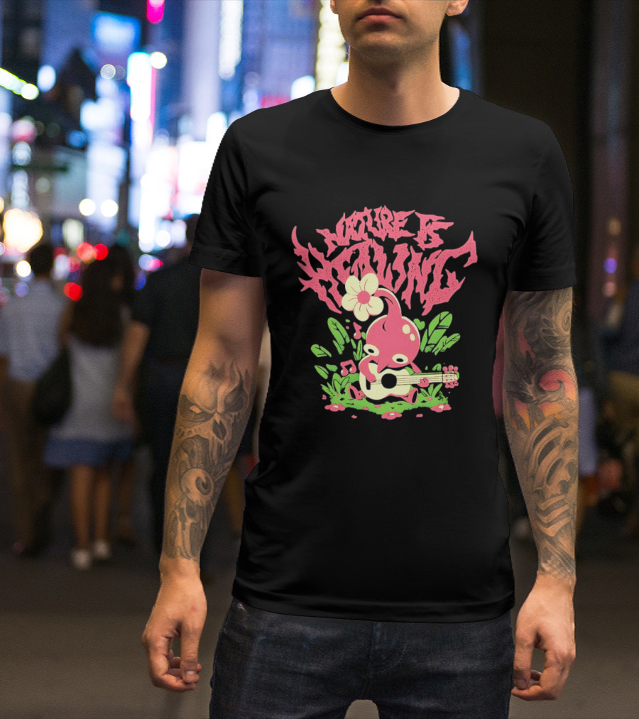 Nature Is Healing Pikmin Playing Guitar T-Shirt