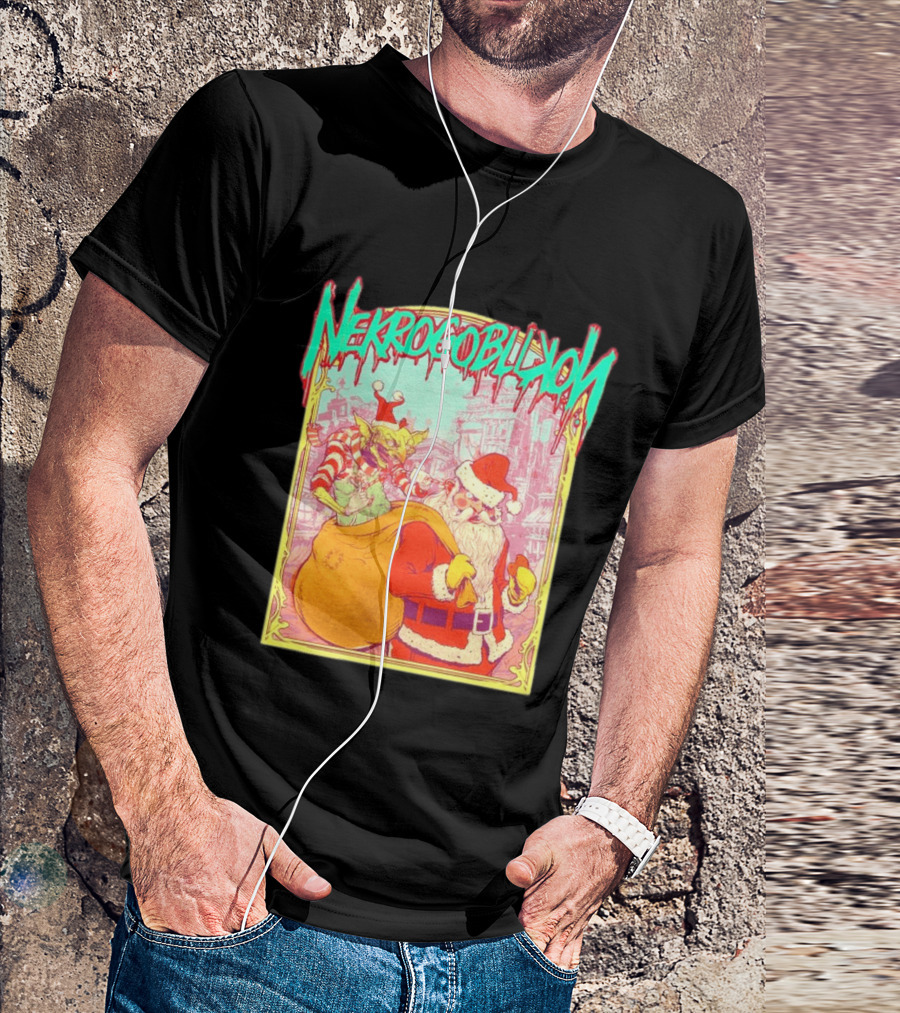 Santa Claus Nekrogoblikon Christmas Goblin Scene T-Shirt