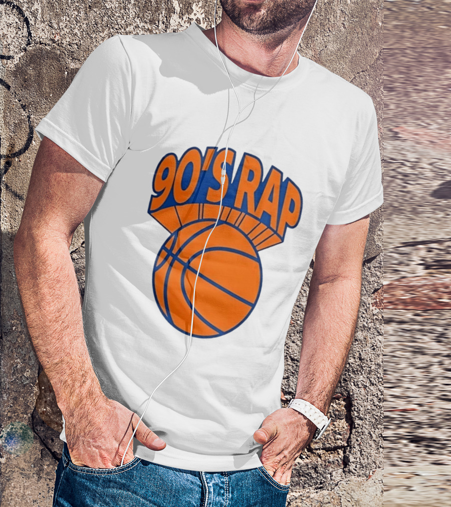 90's Rap Basketball Bold Orange Blue T-Shirt