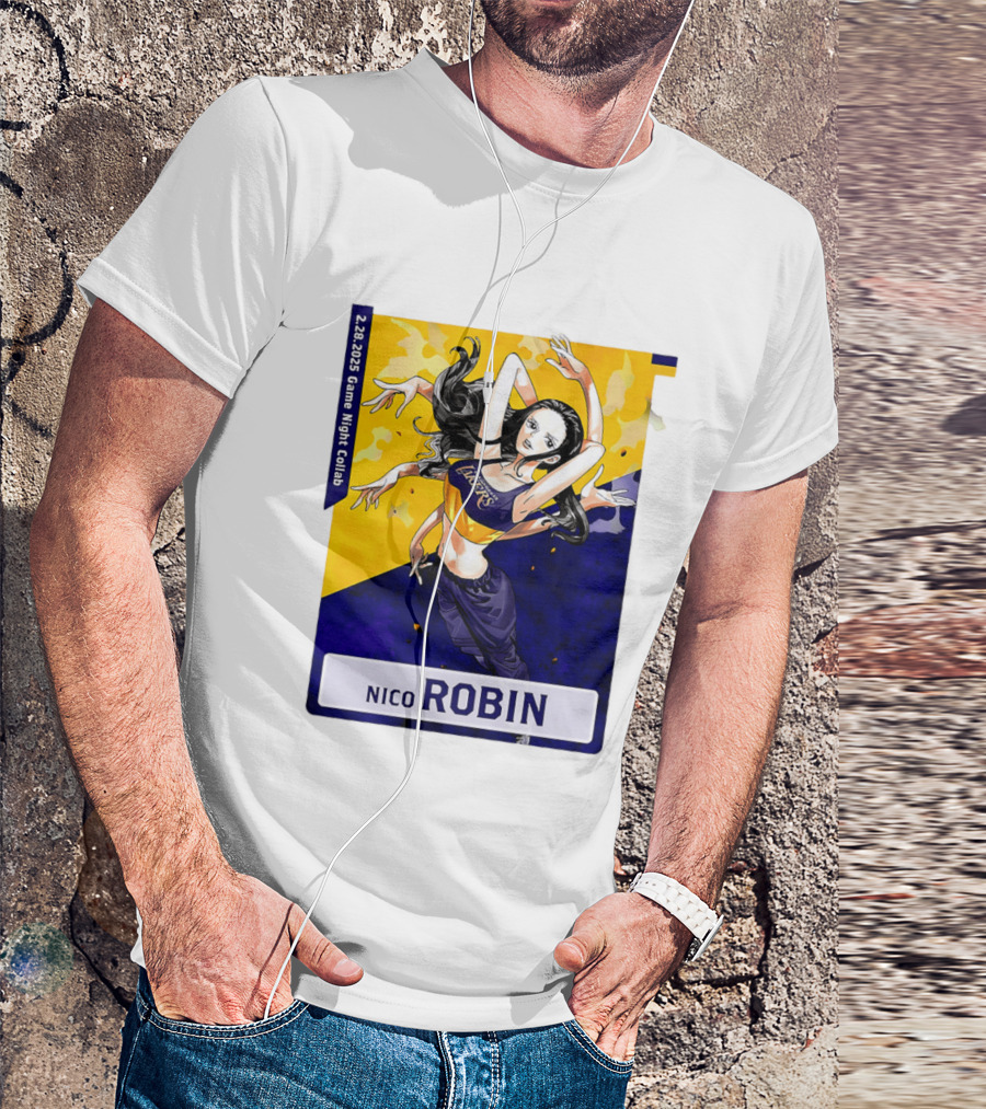 2025 Game Night Collab One Piece X Los Angeles Lakers Nico Robin T-Shirt