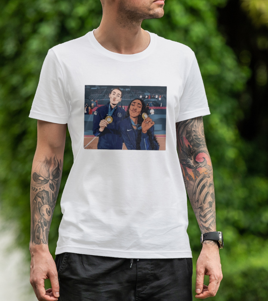 A'Ja Wilson Breanna Stewart Gold Medal Celebration WNBA T-Shirt