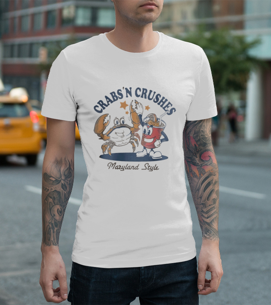 Crabs'n Crushes Maryland Style Cartoon T-Shirt