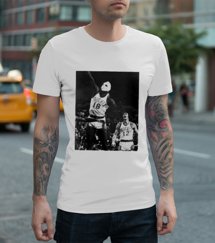 Curtis Perry Wearing Hockey Mask During Phoenix Suns NBA Game T-Shirt